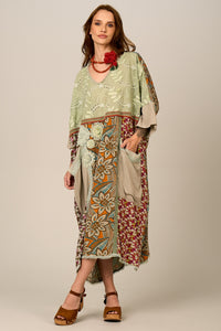 Yacamim Women's Patchwork Print Midi Kaftan J9