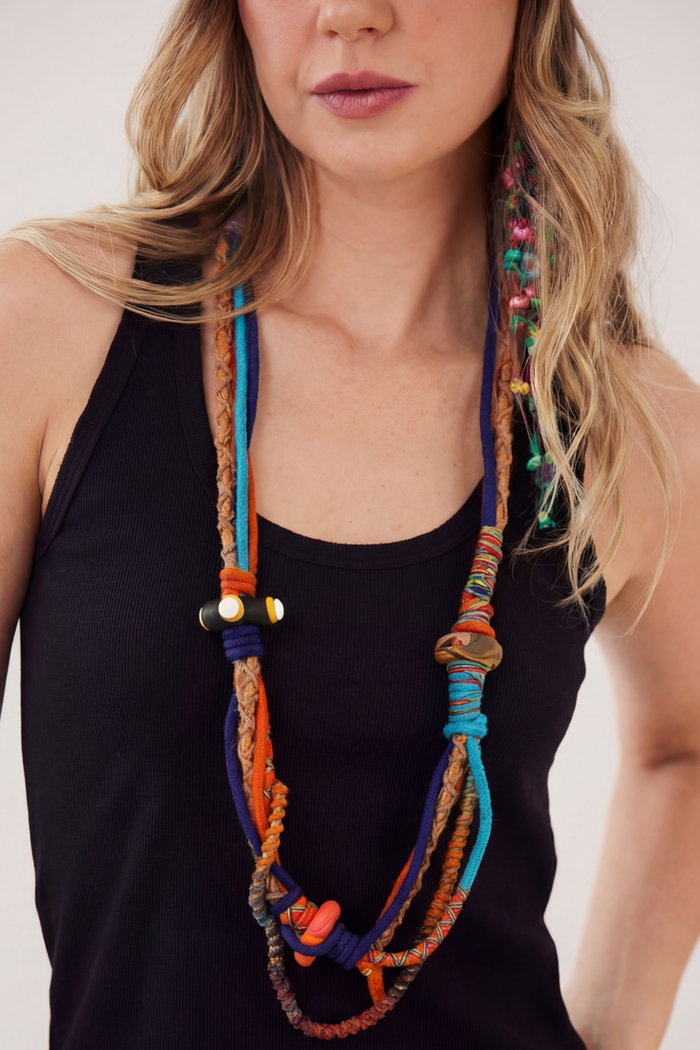 Handmade Necklace with Colorful Cords Yacamim #898