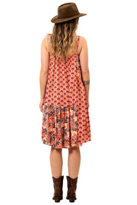 Yacamim E2 Short Salmon Patchwork Dress with Adjustable Straps