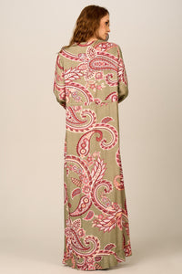 Yacamim D13 Green Paisley Print Long Dress