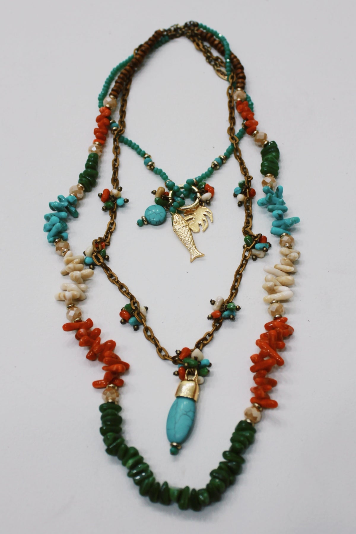 Handcrafted Beaded Necklace with Mixed Charms Yacamim #711