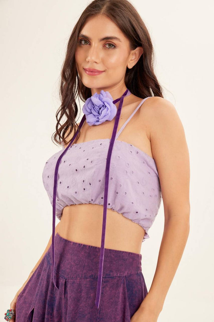 Top Faixa De Guipure Lilás Yacamim F11