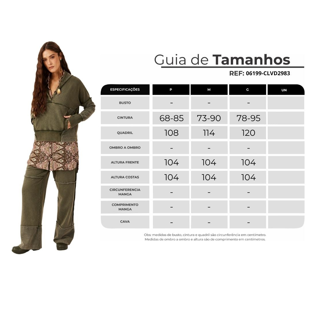 Calça De Moletom Com Recortes E Bolsos Verde Yacamim T2