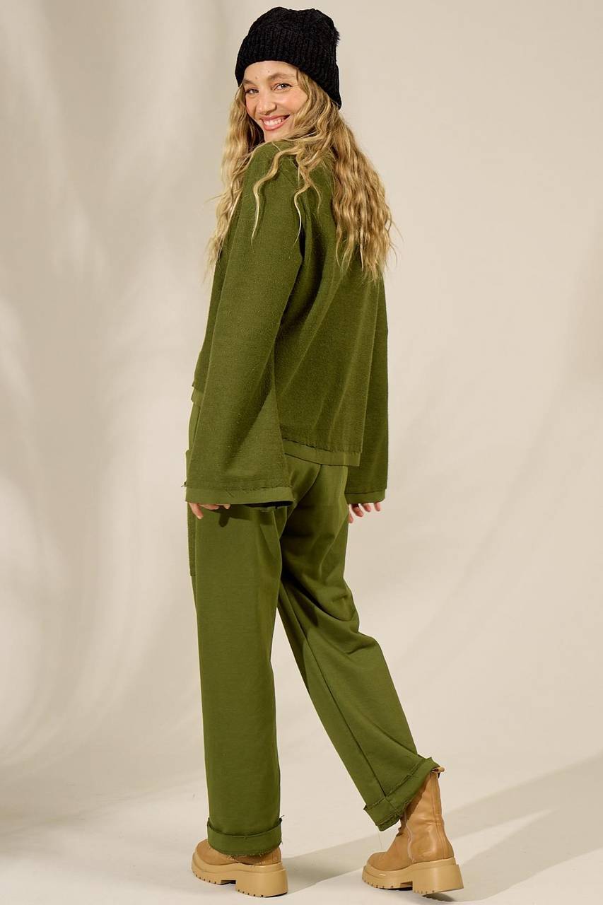 Yacamim Green Sweatpants with Front Pockets A29