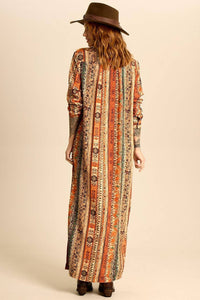 Yacamim Striped Print Long Shirt with Side Slits