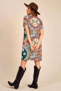 Yacamim Short Printed Knit Basic Dress