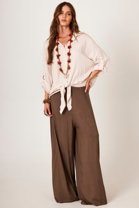 Yacamim I10 Moss Green Plain Palazzo Pants