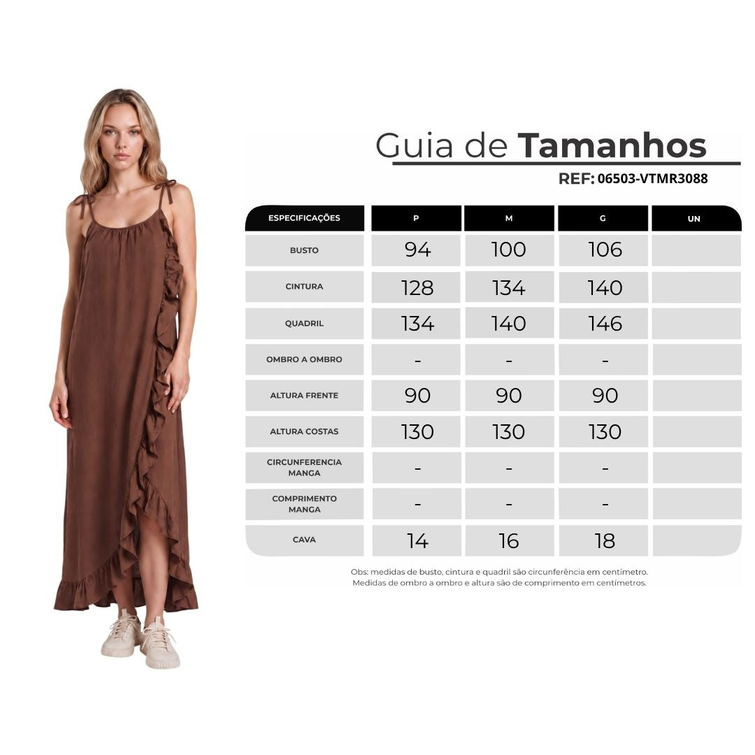 Vestido Mullet Com Babados Marrom Yacamim C20
