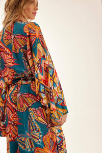 Yacamim Long Kimono Butterfly Print