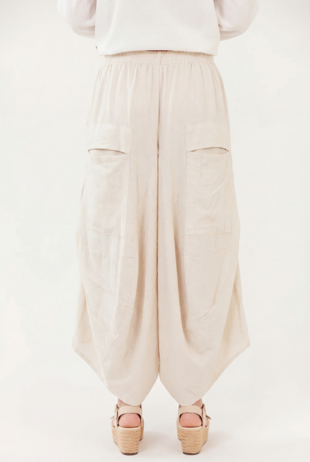 Yacamim H8 Beige Sarouel Trousers with Cut-Outs