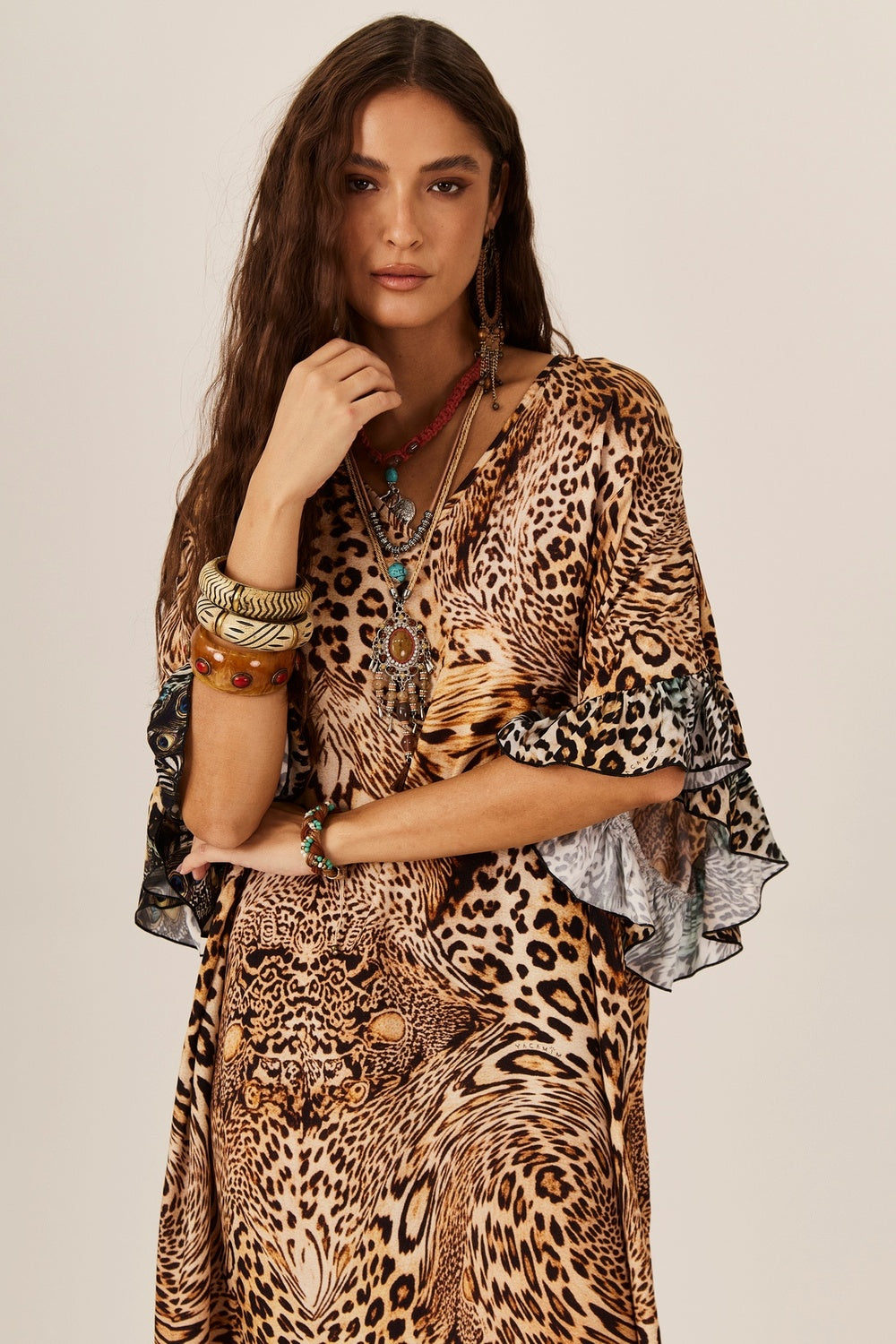 Yacamim J5 Kaftan Loose Leopard Animal Print