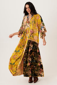 Yacamim C18 Yellow and Black Patchwork Long Dress