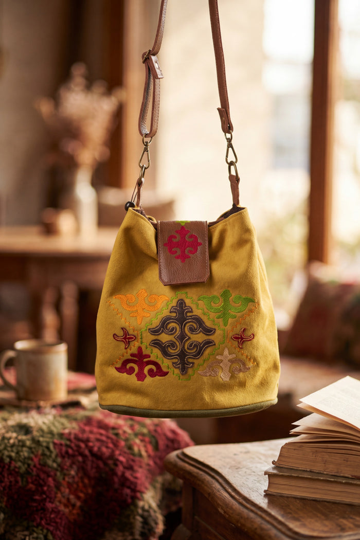 Yacamim Yellow Roman Canvas Handbag