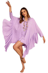 Yacamim B3 Lilac Ruffled Side Wide Shirt