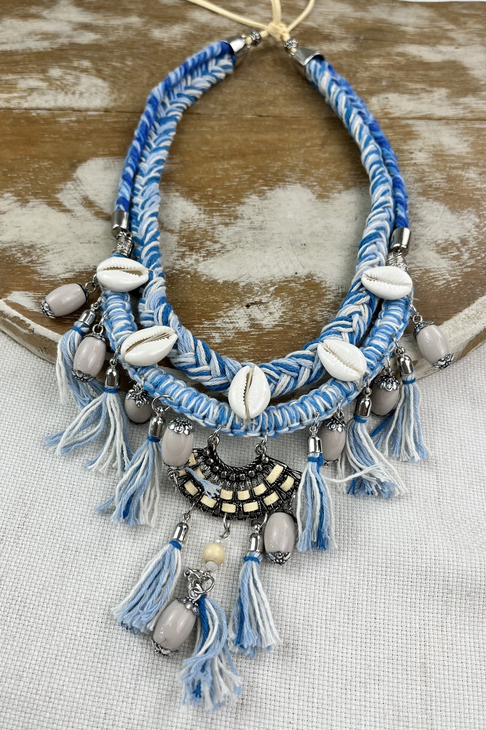 Handmade Necklace With Blue Crochet Threads Yacamim #75