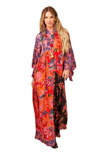 Yacamim Long Shirt Dress with Rose Patchwork