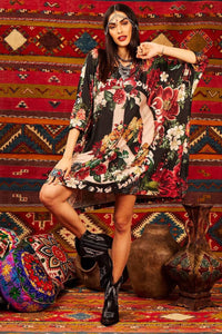 Loose Tunic 3/4 Sleeves Exclusive Print Peace Love Yacamim