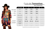 Yacamim B26 Black Ample Kaftan with Dream Catcher Print and Small Stones