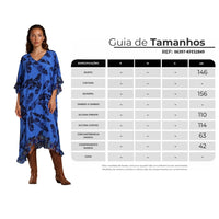 Kaftan Midi Com Babados E Pontas Laterais Azul Patchwork Yacamim J6