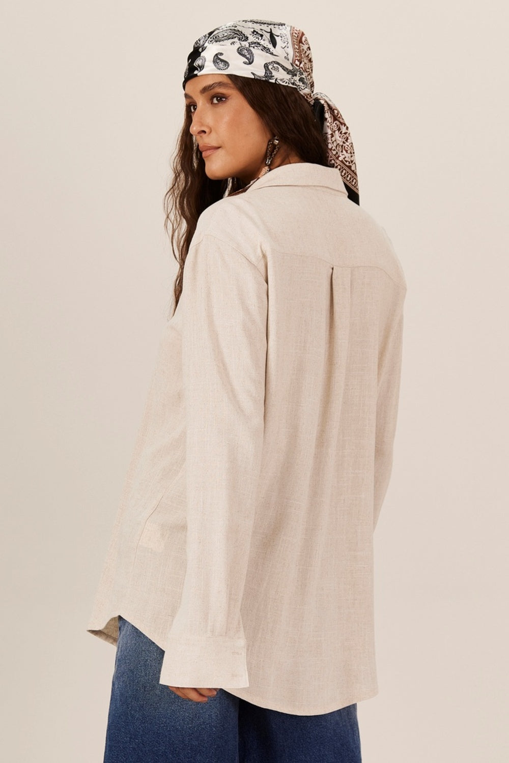 Yacamim Beige Viscose Linen Shirt A1