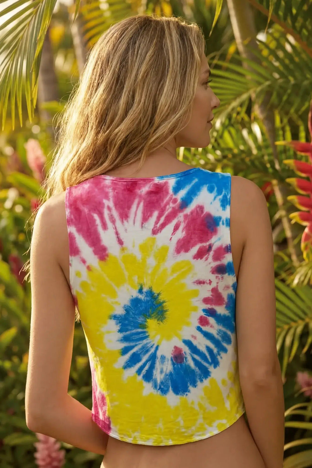 Cropped Regata Saída De Praia Tie Dye Estampa Digital Yacamim A29
