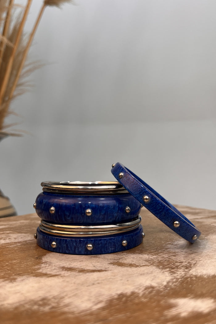 Yacamim Blue Metal and Resin Bracelet Set #268