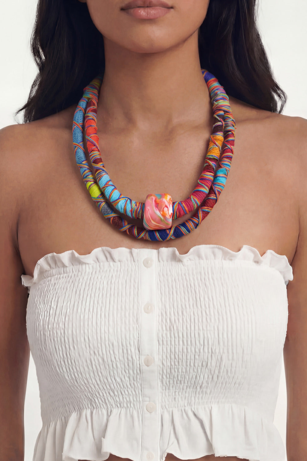 Yacamim #1074 Handmade Colorful Rope Necklace