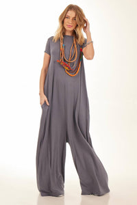 Yacamim Dark Gray Sarouel Wide-Leg Jumpsuit