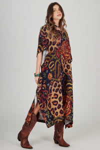 Kaftan Midi Loose Animal Print Yacamim J3
