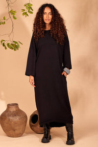 Black Midi Dress With Exclusive Yacamim Back Print