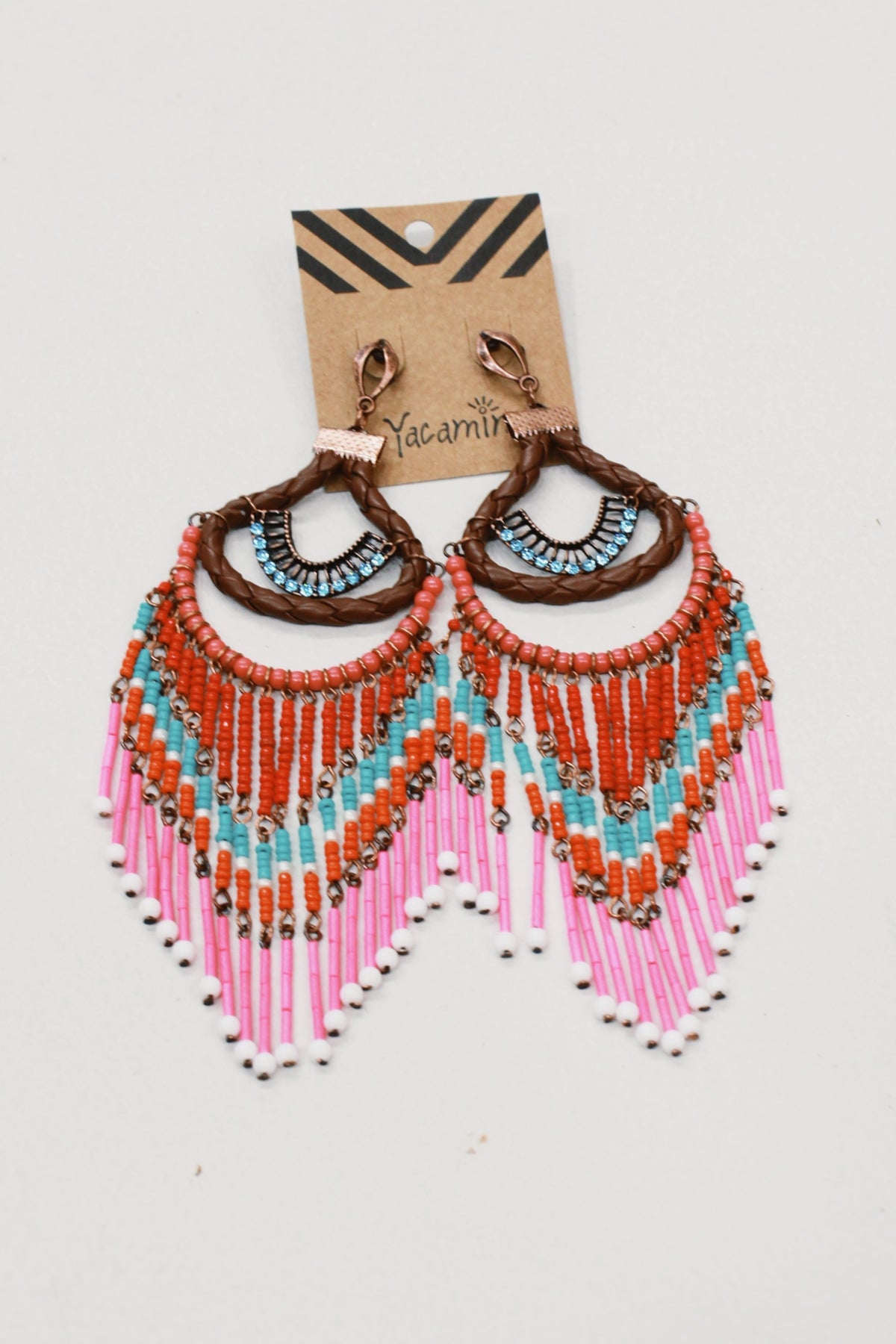 Pink Beaded Earring Yacamim #617