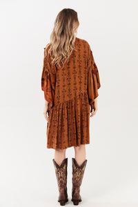 Yacamim D2 Brown Patchwork Short Dress