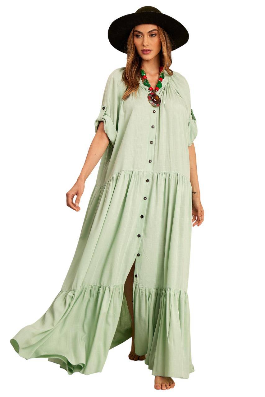 Yacamim Mint Green Long Shirtdress