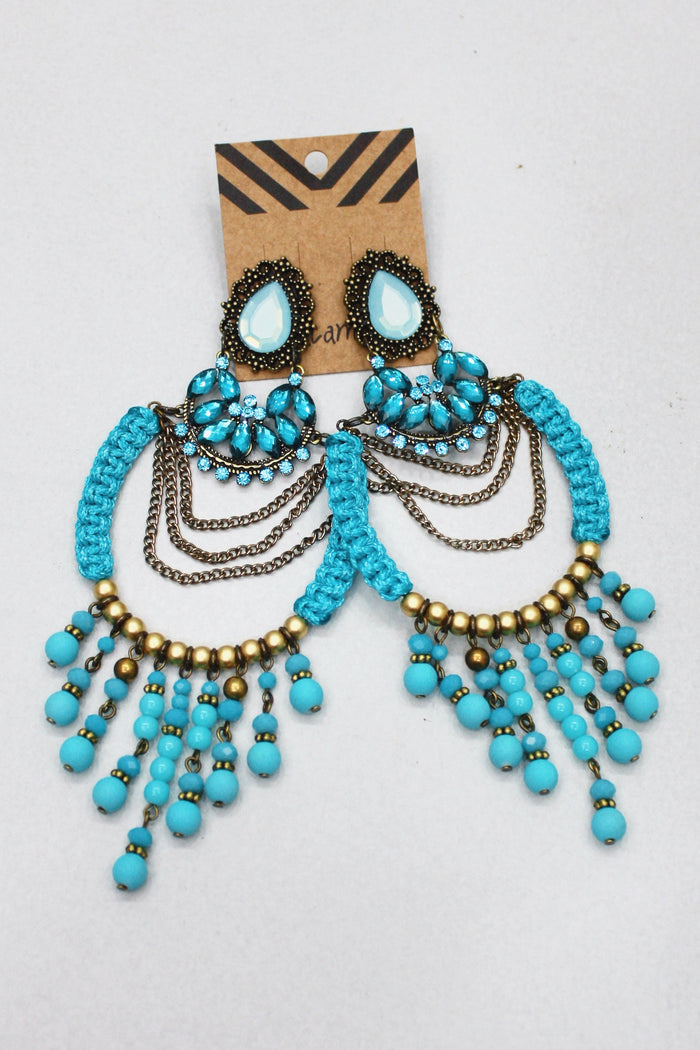 Yacamim Green Bead and Macrame Earring #405