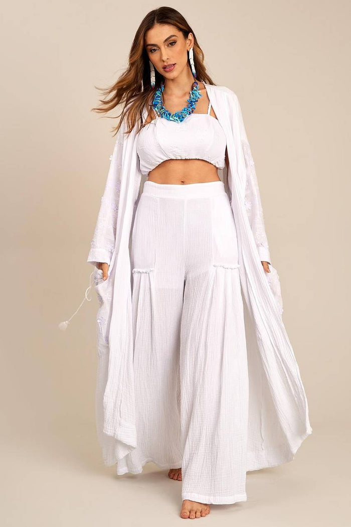 Yacamim White High-Waisted Palazzo Pants H2