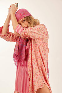 Yacamim Pink Striped Patchwork Loose Long Sleeve Shirt