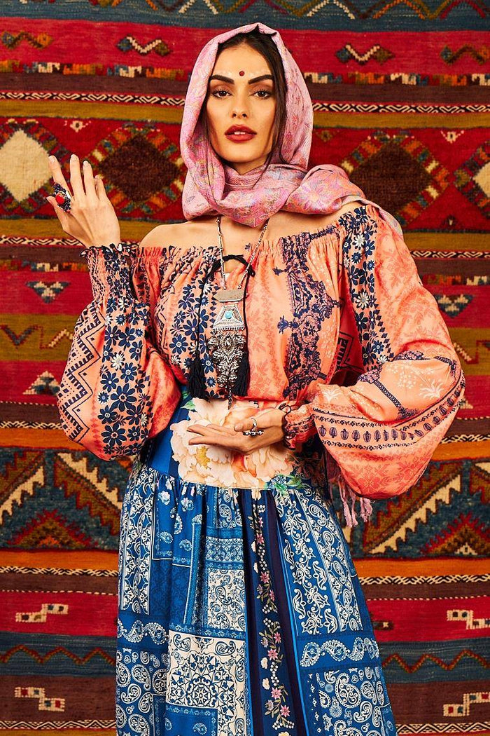 Yacamim Salmon Puff Long Sleeve Gypsy Blouse