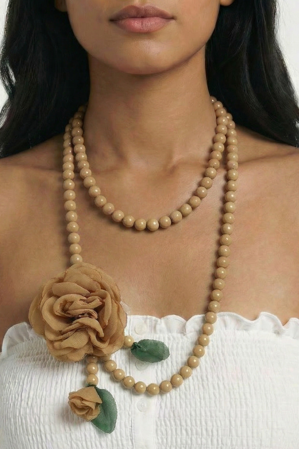 Colar Ave Maria Com Flor Nude Yacamim #559