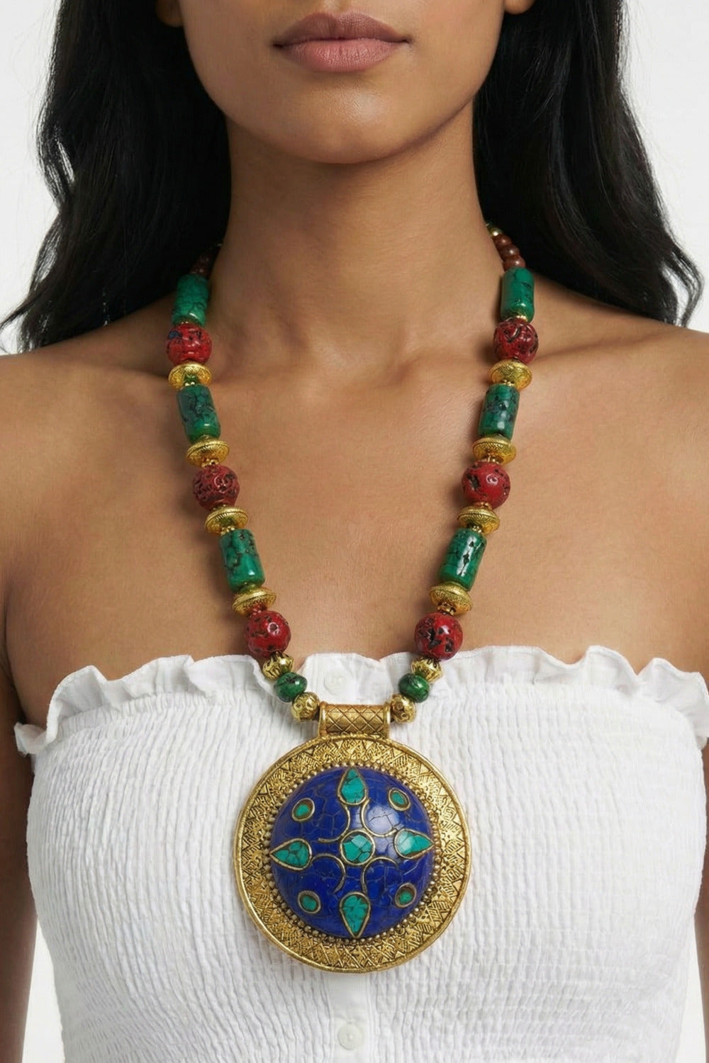 Colar Indiano Com Pedras Yacamim #833