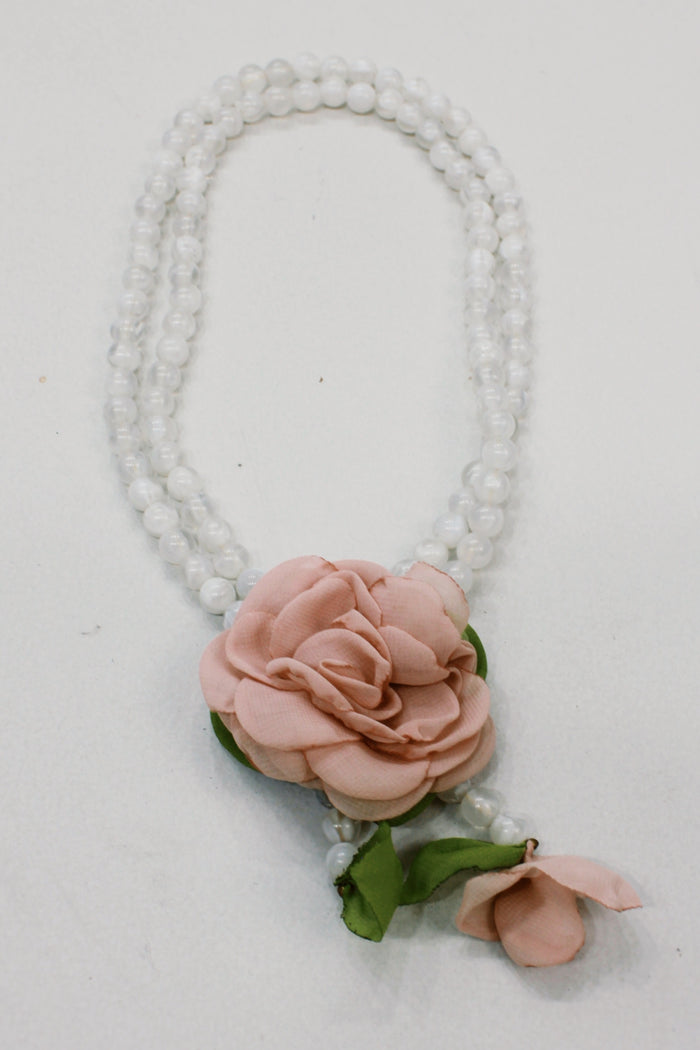 Our Lady Necklace with Rosé Flower Yacamim #587