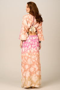 Pink and Orange Tie-Dye Cutout Long Dress Yacamim C17