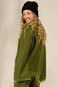 Yacamim A28 Basic Green Long Sleeve Sweatshirt