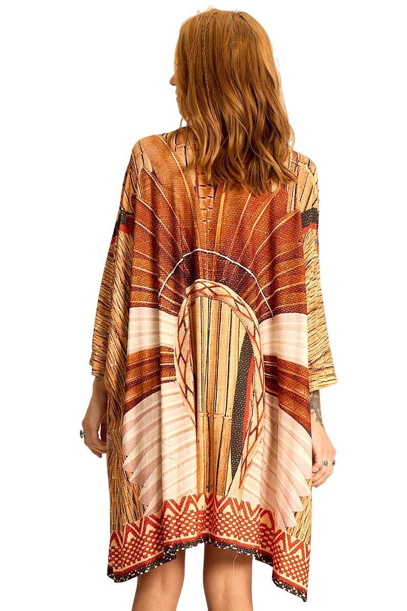 Loose Tunic with 3/8 Sleeves Exclusive Indigenous Yacamim B21 Print