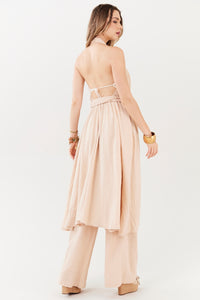 Yacamim I6 Sleeveless Halter Dark Beige Kimono
