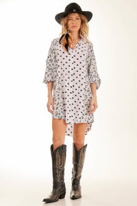 Yacamim White Patchwork Loose Short Shirt With Long Sleeves