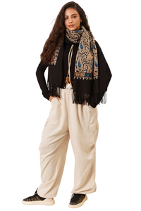 Calça Cargo De Viscolinho Com Bolsos Bege Nature Yacamim R9
