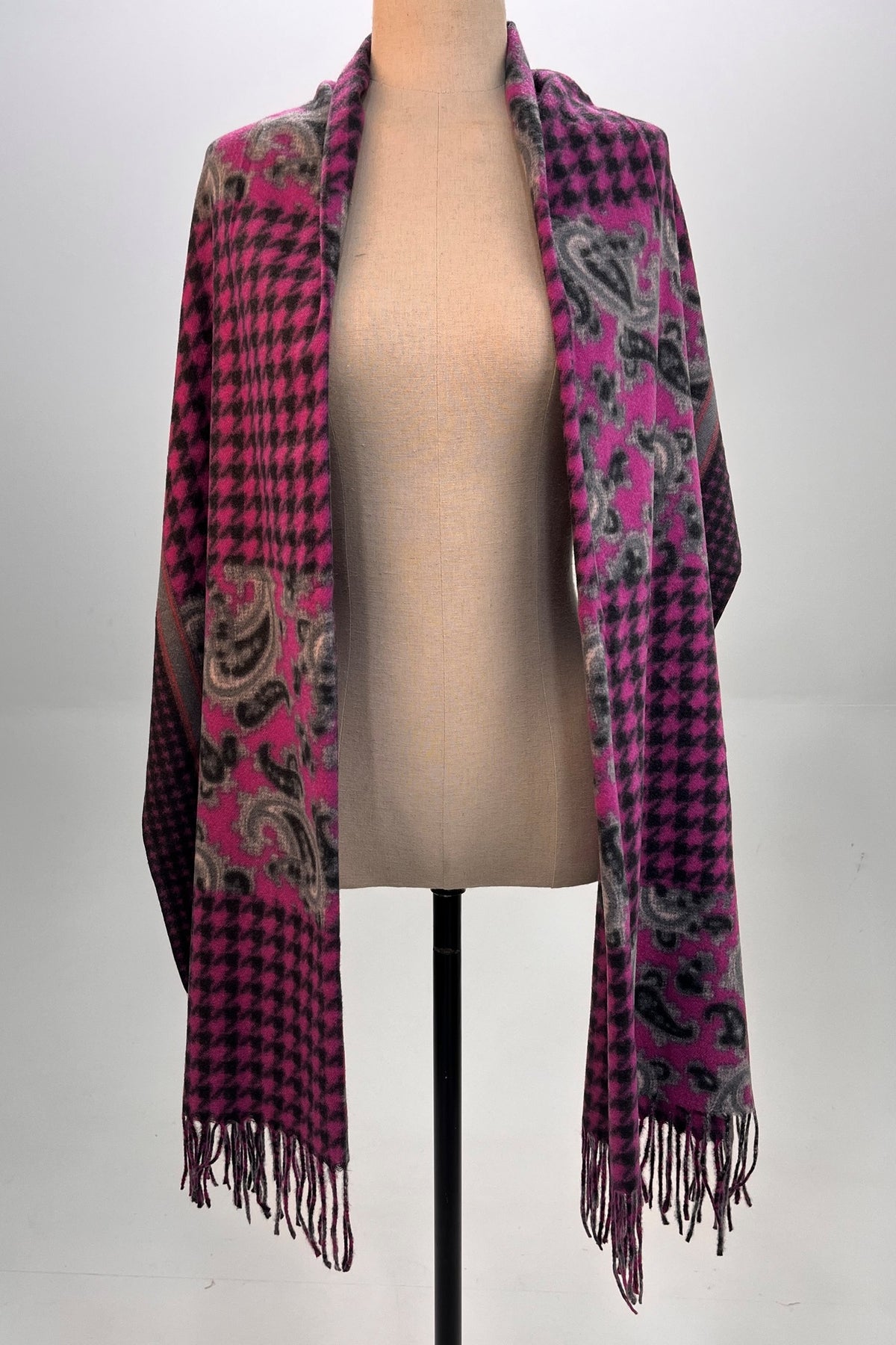 Yacamim Pink Plaid Cashmere Shawl Scarf #328