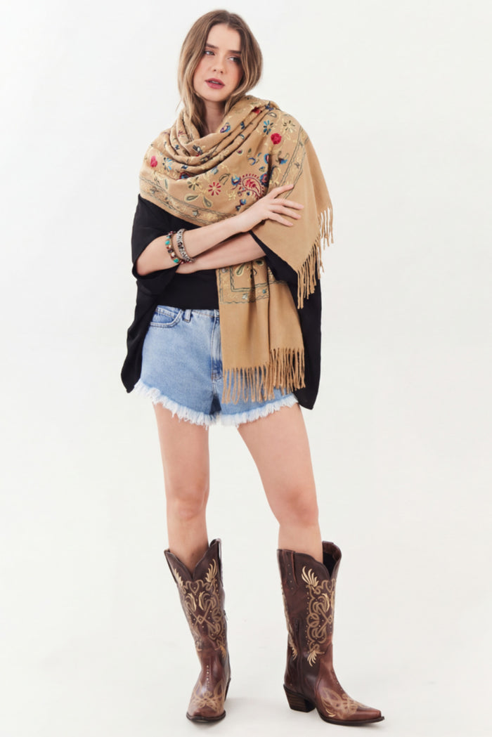 Light Beige Cashmere Scarf Yacamim #888