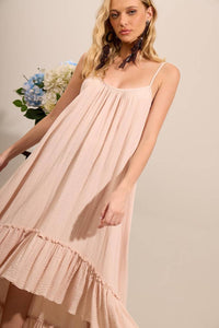 Yacamim Beige Mullet Dress with Adjustable Straps E8