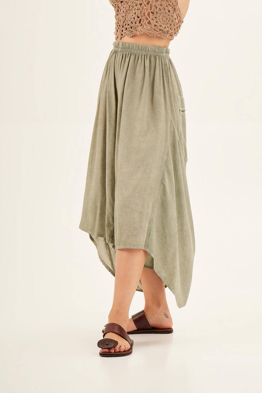 Yacamim Faded Green Pants with Rounded Cutout